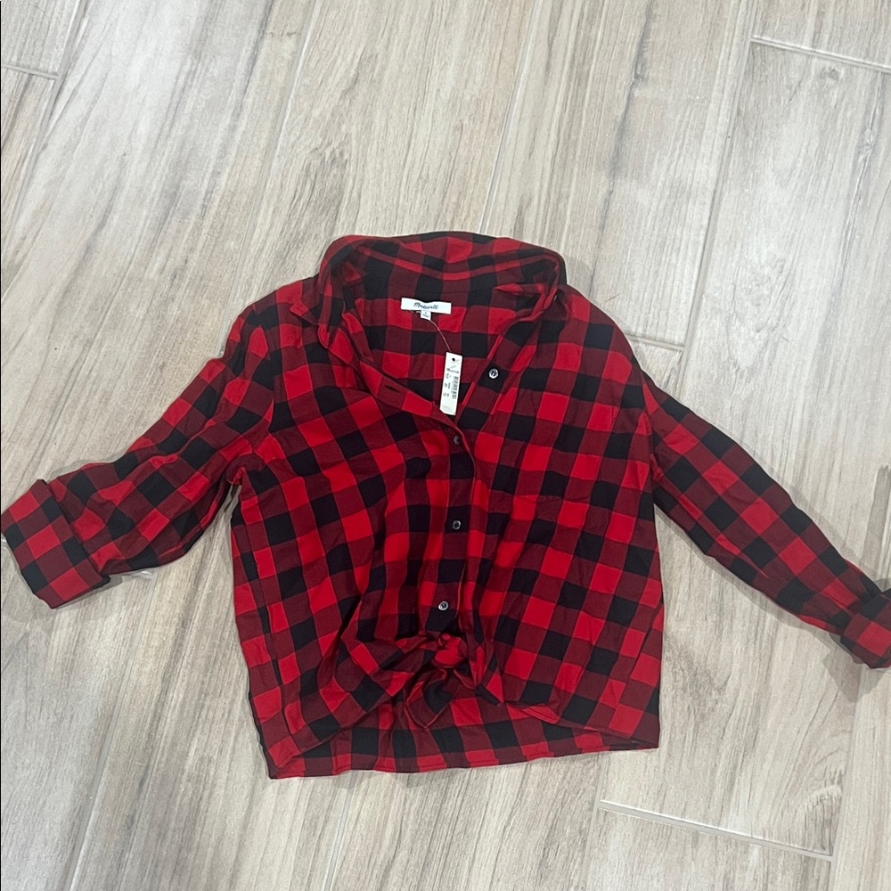 Madewell Red and Black Plaid Button Down Shirt